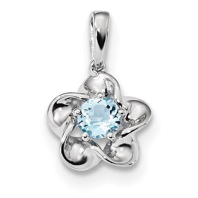 Floral Blue Topaz Pendant Sterling Silver Rhodium-plated QBPD31DEC, MPN: QBPD31DEC, 883957638751