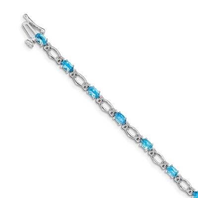 Blue Topaz Bracelet 14k White Gold Diamond BM4491-BT-010-WA, MPN: BM4491-BT-010-WA, 883957453835