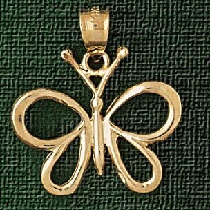 Dazzlers Jewelry Butterfly Pendant Necklace Charm Bracelet in Yellow, White or Rose Gold 3099, MPN:…
