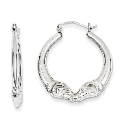 Rams Head Hoop Earrings Sterling Silver Rhodium-plated QE8331, MPN: QE8331, 883957555300