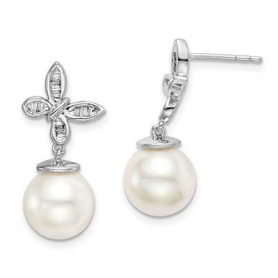 Cultured Freshwater Pearl and Diamond Butterfly Post Earrings 14k White Gold EM8477-PL-016-WA, MPN:…
