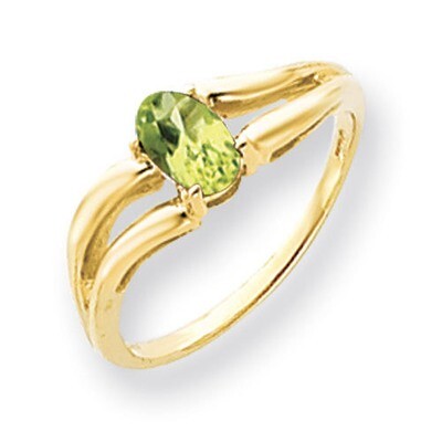 Peridot Checker Ring 14k Gold 6x4mm Oval Y4646PC, MPN: Y4646PC, 883957561455