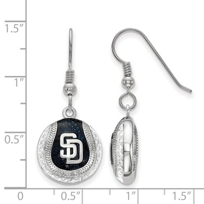 San Diego Padres Enameled Baseball Dangle Earrings Sterling Silver SS521PAD, MPN: SS521PAD, 6344014…