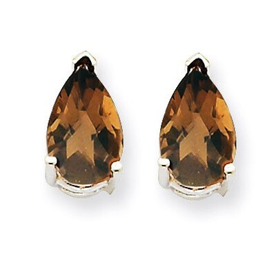 8x5 Pear Smokey Quartz Earrings 14k White Gold XE81WSQ, MPN: XE81WSQ, 883957103792