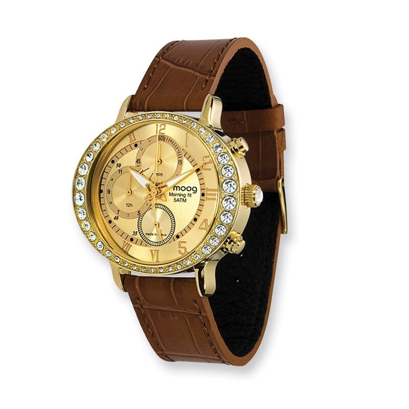 Moog Morning fit Cham Dial Brown Leather Chrono Watch - Fashionista