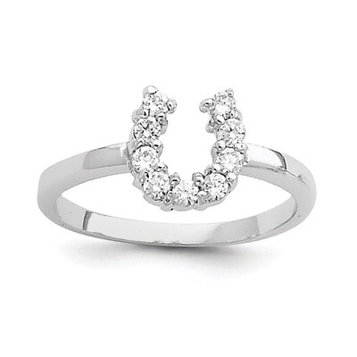 U Shaped Clear CZ Ring Sterling Silver Polished QR2749-7, MPN: QR2749, 883957556314