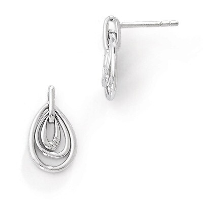 Teardrop Diamond Post Earrings Sterling Silver QW331, MPN: QW331, 191101192593