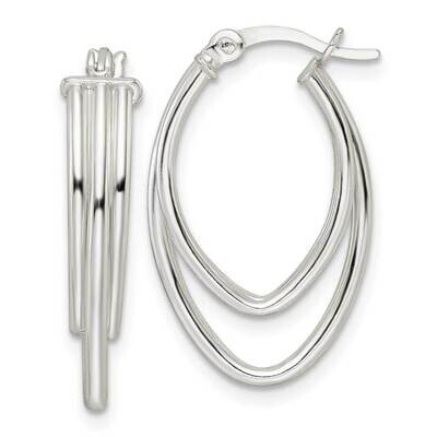Triple Oval Hoop Earrings Sterling Silver Polished QE15902, MPN: QE15902, 196904153307