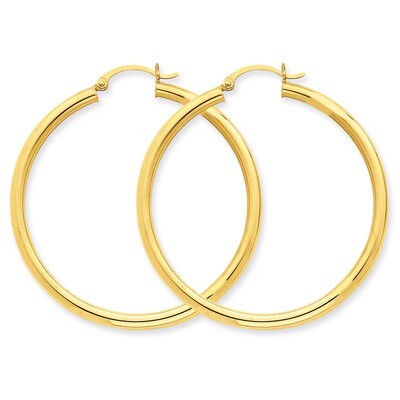 Polished 3mm Round Hoop Earrings 10k Gold 10T942, MPN: 10T942, 883957896281