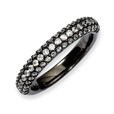 Rhodium-plated 61 Stone Diamond Ring Sterling Silver Pave QR3406B-8, MPN: QR3406B-8, 886774299808