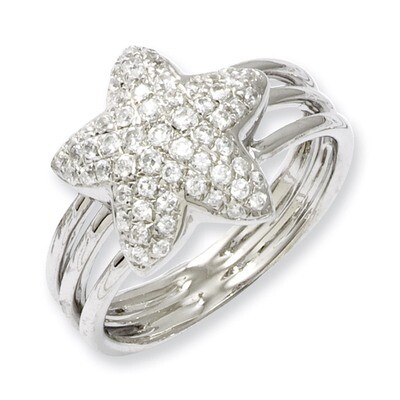 Star Ring Sterling Silver &amp; Cubic Zirconia QMP509, MPN: QMP509, 883957014517