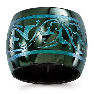 Edward Mirell Black Titanium Anodized Teal Domed 16mm Band EMR248 by Edward Mirell, MPN: EMR248, 88…