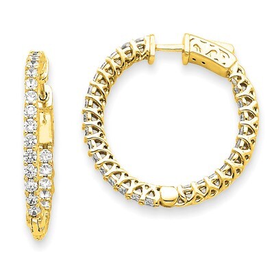 Diamond Round Hoop with Safety Clasp Earrings 14k Gold XE2003AA, MPN: XE2003AA, 191101381096