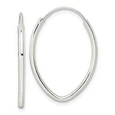 Endless Oval Hoop Earrings Sterling Silver Polished QE15824, MPN: QE15824, 196904152164