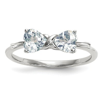 Aquamarine Bow Ring 14k white Gold Polished XBS554, MPN: XBS554, 191101319440