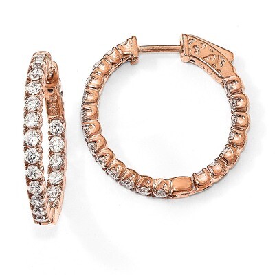Rose-Plated CZ In &amp; Out Hoop Earrings Sterling Silver QE7570P, MPN: QE7570P, 886774116297