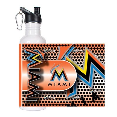 MLB Marlins White 360 Wrap Stainless 26Oz Water Bottle GC3752
