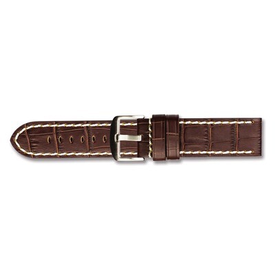 20mm Brown Matte Gator Grain Watch Band 8 Inch Silver-tone Buckle BAW324-20, MPN: BAW324-20, 602269…