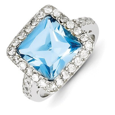 Blue Diamond Ring Sterling Silver QR1417, MPN: QR1417, 883957181882