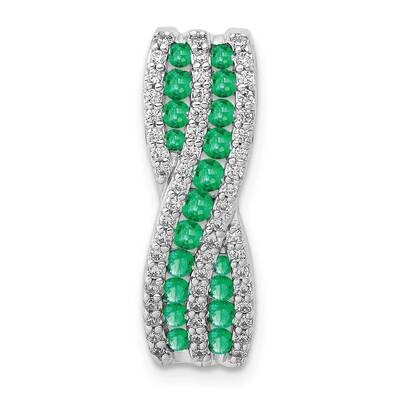 Twist Diamond &amp; Emerald Fancy Chain Slide 14k White Gold PM3847-EM-030-WA, MPN: PM3847-EM-030-WA,