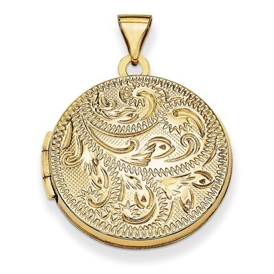 Round Fully Scroll Hand Engraved Locket 14k Gold 20mm XL561, MPN: XL561, 886774129280