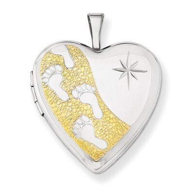Footprints 20mm Heart Locket Sterling Silver Gold-plated QLS572, MPN: QLS572, 883957549040