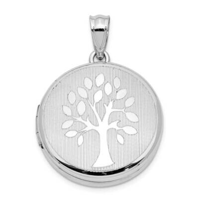 20mm Grooved &amp; Polished Tree Round Locket Sterling Silver QLS921, MPN: QLS921, 886774113470