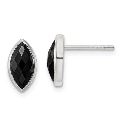 Onyx Post Earrings Sterling Silver Polished QE16385, MPN: QE16385, 196904167625