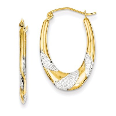 Hollow Oval Hoop Earrings 14K Gold &amp; Rhodium TL783, MPN: TL783, 883957026701