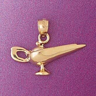 Dazzlers Jewelry Aladdin Lamp Pendant Necklace Charm Bracelet in Yellow, White or Rose Gold 4823, M…