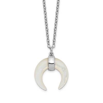 Mother Of Pearl Moon with 2 Inch Extension Necklace Sterling Silver Rhodium-plated QG5469-16, MPN: …