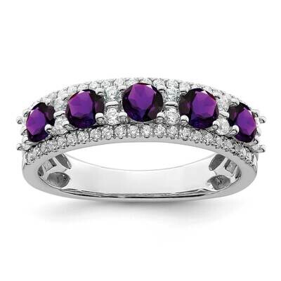Amethyst and Diamond Ring 14k White Gold Polished RM8395-AM-039-WA, MPN: RM8395-AM-039-WA,
