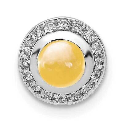 Cabochon .91 Citrine Halo Chain Slide 14k White Gold Diamond PM4030-CI-012-WA, MPN: PM4030-CI-012-W…