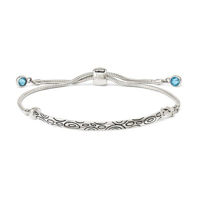 Blue Swarovski Crystal Rd Bezel Adjustable Bracelet Sterling Silver QG3637, MPN: QG3637, 8867746133…