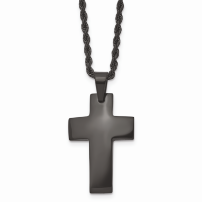 Black IP-plated Polished Cross Necklace Stainless Steel SRN1361-20 by Chisel, MPN: SRN1361-20, 8867…