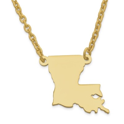 Louisiana State Pendant Necklace with Chain 14k Yellow Gold Engravable XNA706Y-LA, MPN: XNA706Y-LA,…