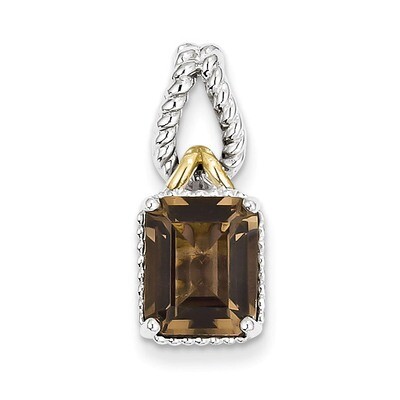Flash Gold-plate Accent Smokey Quartz Pendant Sterling Silver QP2938SQ, MPN: QP2938SQ, 883957401539