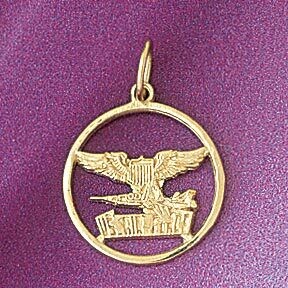 Dazzlers Jewelry US Air Force Pendant Necklace Charm Bracelet in Yellow, White or Rose Gold 6282, M…