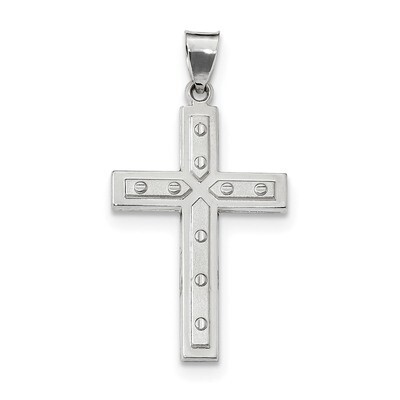 Satin &amp; Polished Latin Cross Pendant Sterling Silver Rhodium-plated QC9074, MPN: QC9074, 8839578727…