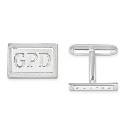 Recess Letters Rectangle Monogram Cuff Links Sterling Silver Rhodium-plated XNA615SS, MPN: XNA615SS…