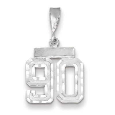 Number 90 Charm Small Diamond -cut 14k white Gold WSN90, MPN: WSN90, 883957119335
