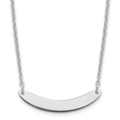 Small Polished Curved Blank Bar Necklace Sterling Silver Rhodium-plated XNA1201SS, MPN: XNA1201SS,