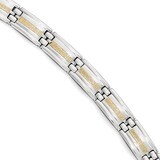 Polished with 14k Gold Link Bracelet - Stainless Steel SRB1711-8.75 by Chisel, MPN: SRB1711-8.75, 1…