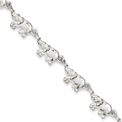 7 Inch Elephants Bracelet Sterling Silver QA1-7, MPN: QA1-7, 883957902685