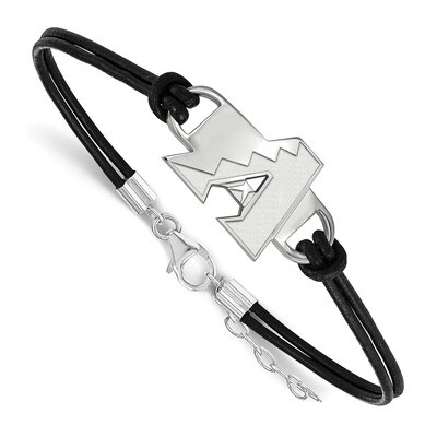 Arizona Diamondbacks Leather Bracelet Small Center Sterling Silver SS019DIA-7, MPN: SS019DIA-7, 191…