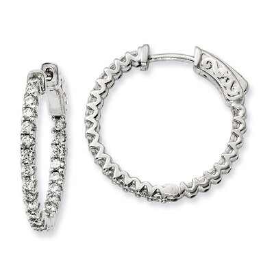 CZ 48 Stone In and Out Hoop Earrings Sterling Silver Rhodium-plated QE11064, MPN: QE11064, 88677472…
