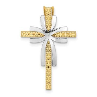 2-D Polished Texutred Cross Charm 14k Gold Rhodium K9194, MPN: K9194, 637218150182