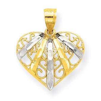 Diamond-Cut Filigree Heart Pendant 10K Gold &amp; Rhodium 10C944, MPN: 10C944, 886774022277