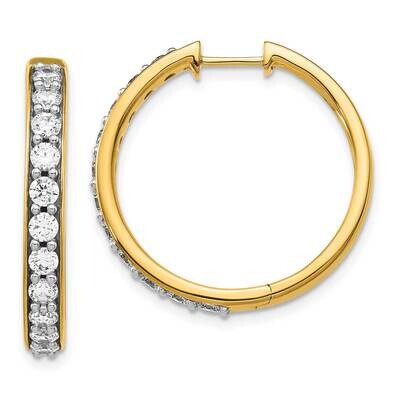Diamond Hoop Earrings 14k Yellow Gold EM4266-150-YA, MPN: EM4266-150-YA, 883957062211