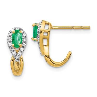 1/8Ct Diamond &amp; Emerald Earrings 14k Gold EM5593-EM-013-YA, MPN: EM5593-EM-013-YA, 883957376066